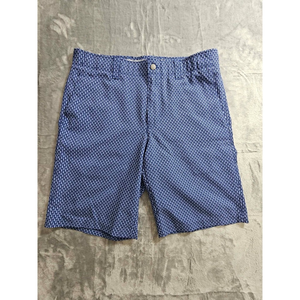 Calloway Golf Shorts 10" Size 32 Navy/Blue‎ W/ All Over Print Geometric Pattern